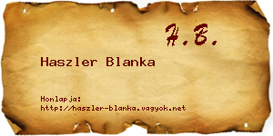 Haszler Blanka névjegykártya